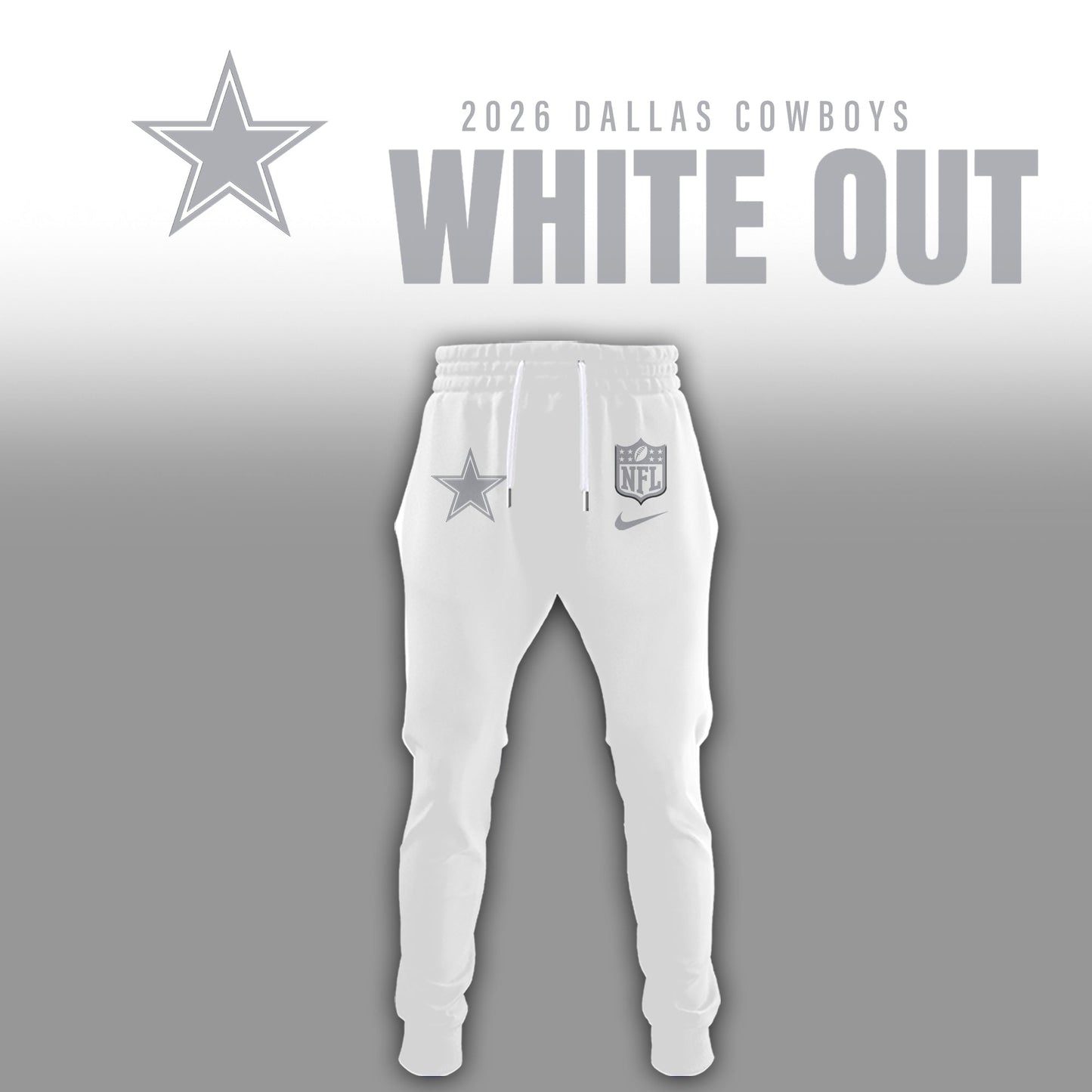 Dallas Cowboys 2025 Winter White Out Combo Hoodie