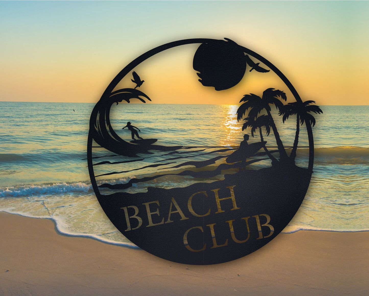 Custom Metal Beach Decor, Lake House Metal Sign, Summer Beach House Sign, Personalized Nautical Metal Art, Sunset Beach Wall Decor