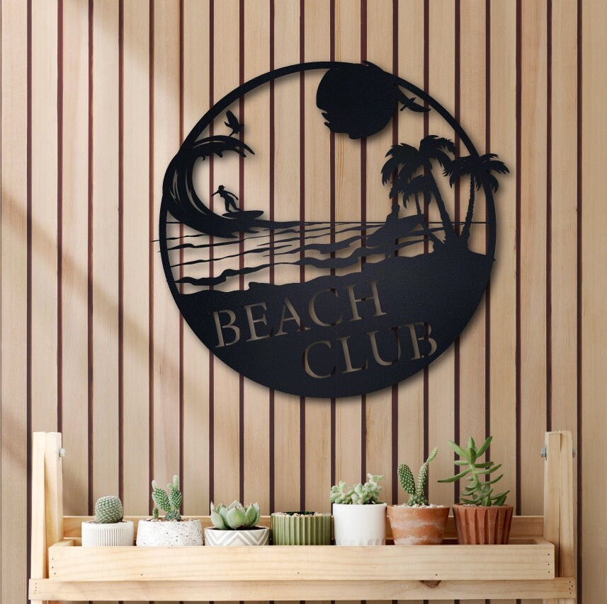 Custom Metal Beach Decor, Lake House Metal Sign, Summer Beach House Sign, Personalized Nautical Metal Art, Sunset Beach Wall Decor