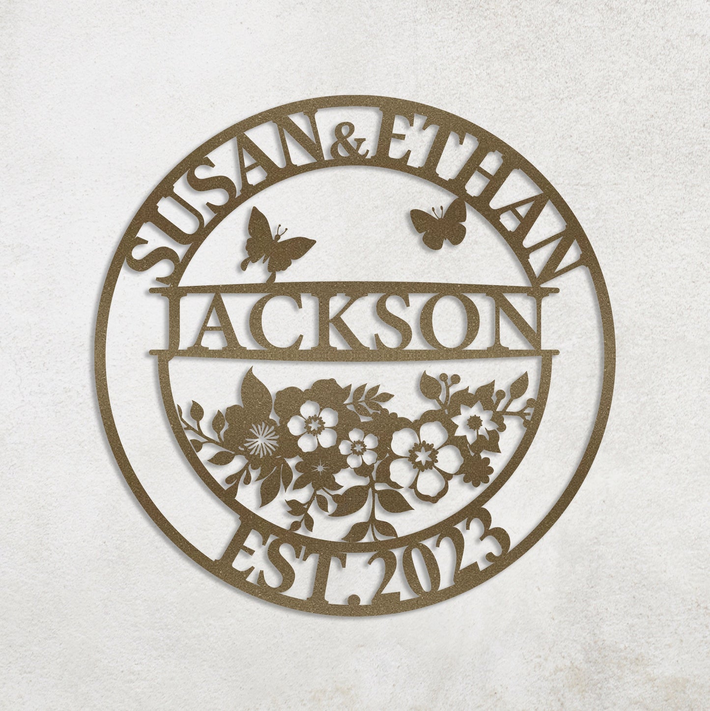 Personalized Family Last Name Metal Sign, Couple Gift, Elegant Floral Metal Name Sign, Custom Metal Signs, Wedding Decor, Anniversary Gift