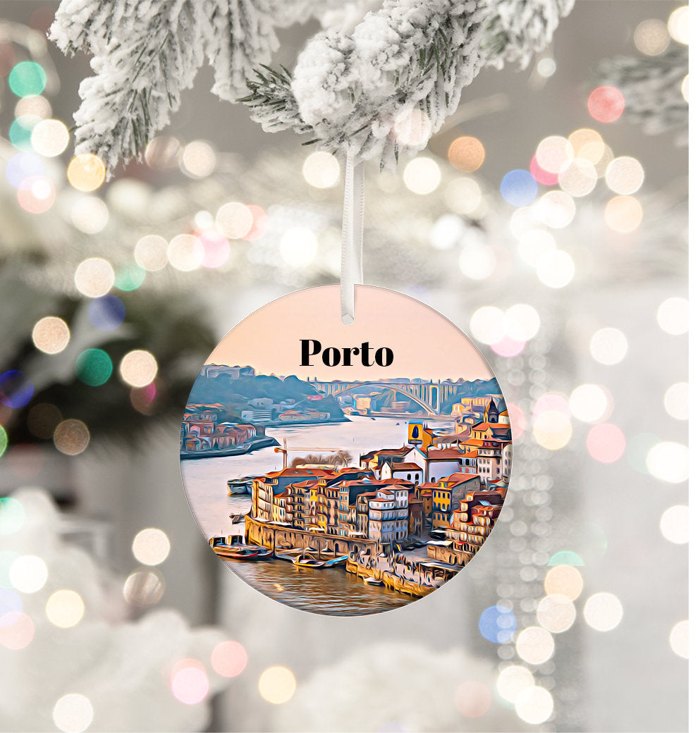 Porto Portugal Christmas Ornament, European Travel Souvenir, Holiday Gift