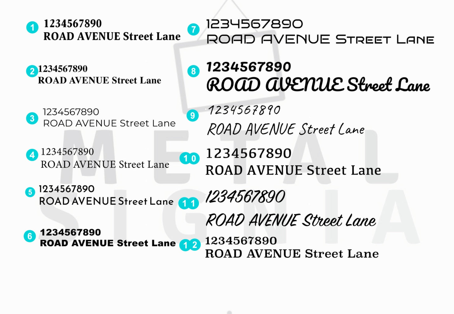 Metal House Number Sign, Address Number with Street Name, Colour Options