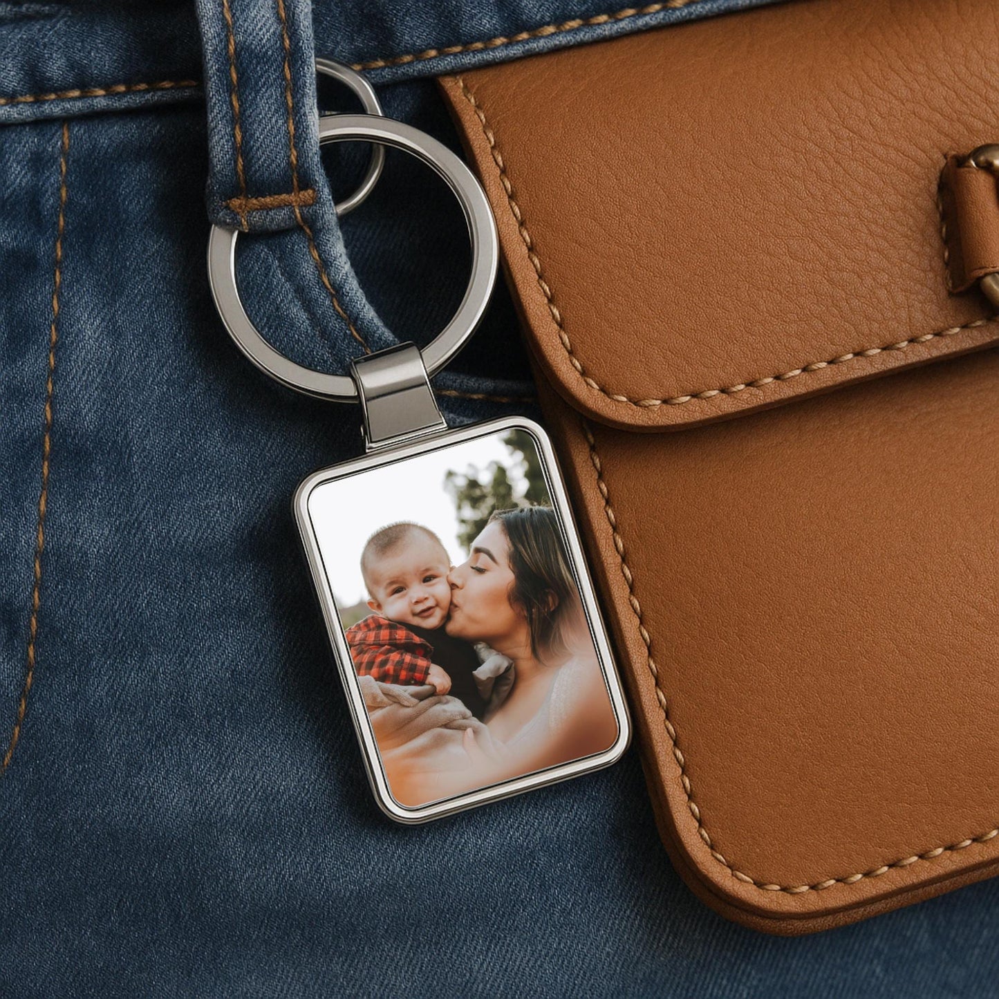 First Mother's Day Gift, Personalized Keychain with Photo, Custom Gift for New Mom, Nanny Gift, 1st Mothers Day, Gift from Daughter