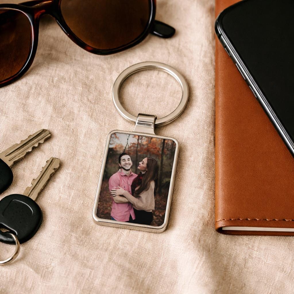 Long Distance Boyfriend Anniversary Gift, Personalized Photo Keychain