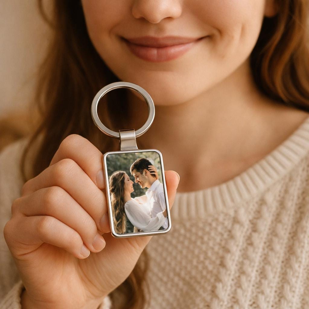 Personalized Photo Keychain, Gift for Girlfriend, Custom Picture Keychain