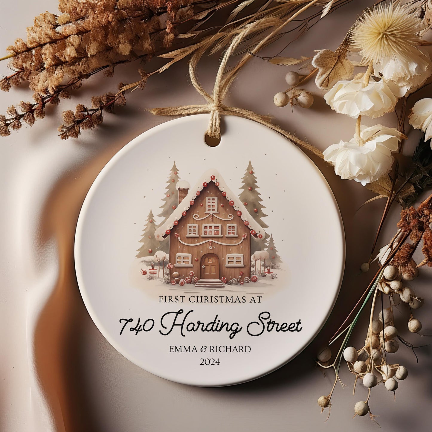 First Christmas at New Address Ornament, Personalized New Home Gift, Housewarming Keepsake