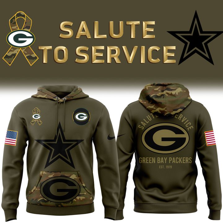 Men's Green Bay Packers 2025 NFL Salute to Service Army 250 Limited Edition Hoodie