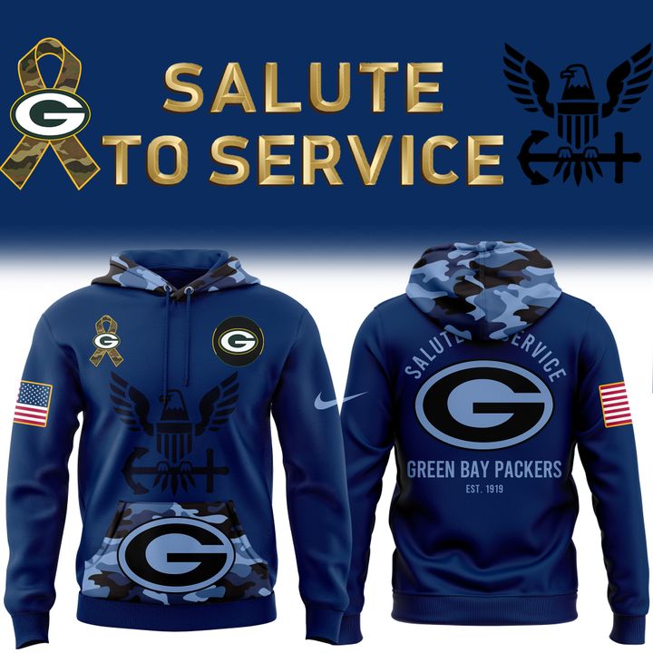 Men's Green Bay Packers 2025 NFL Salute to Service Navy 250 Limited Edition Hoodie
