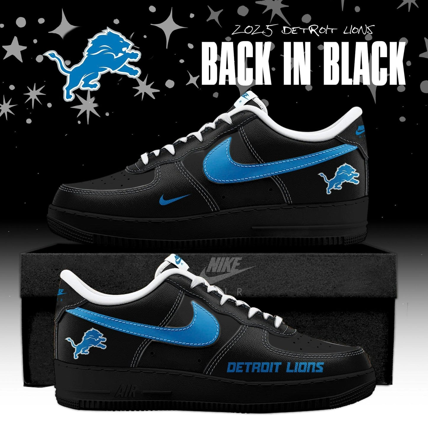 Back In Black Detroit Lions 2025 AF1 Special Edition