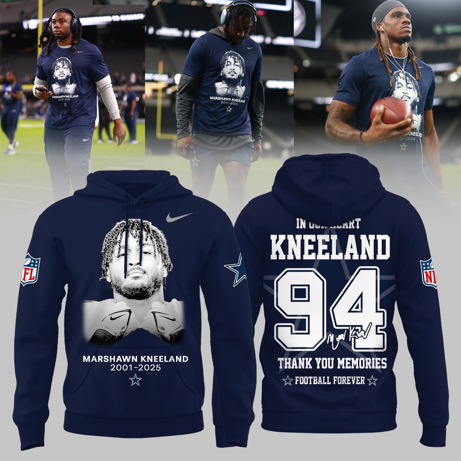 Dallas Cowboys 2025 Marshawn Kneeland Thank You Memories 2025 Combo Hoodie