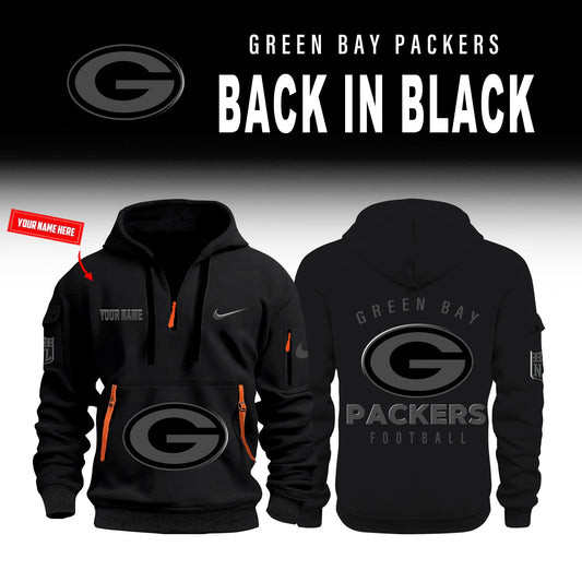 Green Bay Packers Back In Black Half Zip Hoodie