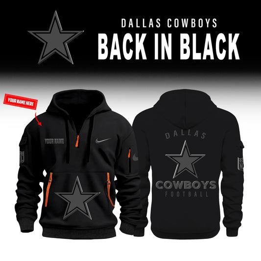 Dallas Cowboys Back In Black Half Zip Hoodie