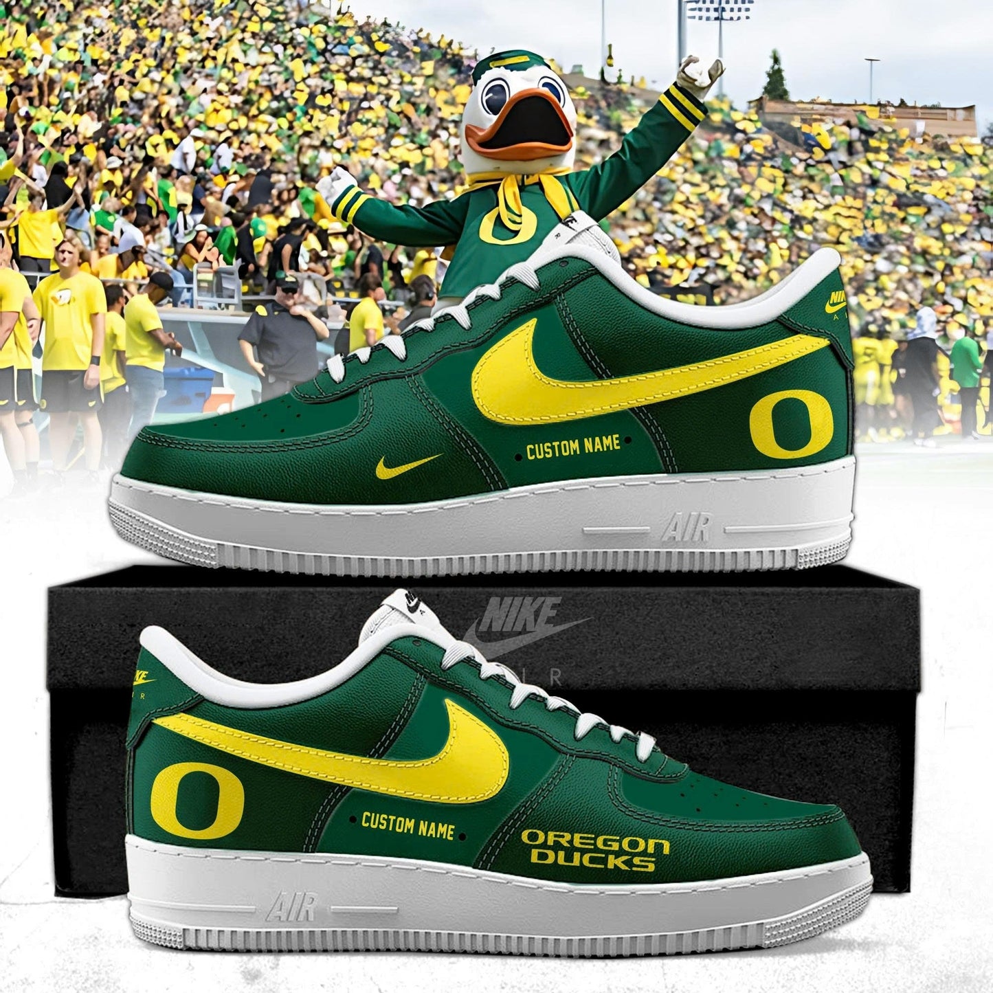 Custom Oregon Ducks Football Special Edition AF1 Sneakers