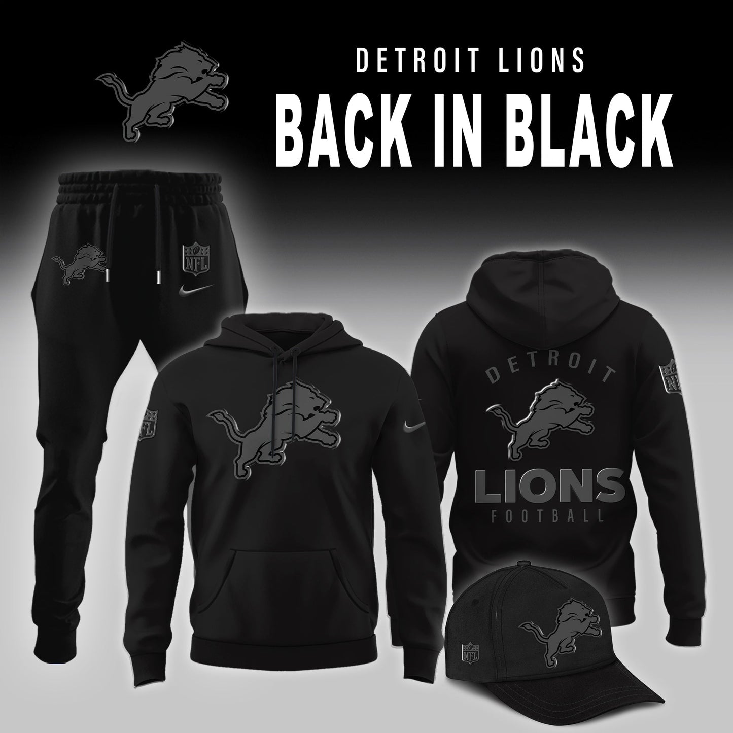 Detroit Lions 2025 Back In Black Limited Edition Combo Hoodie