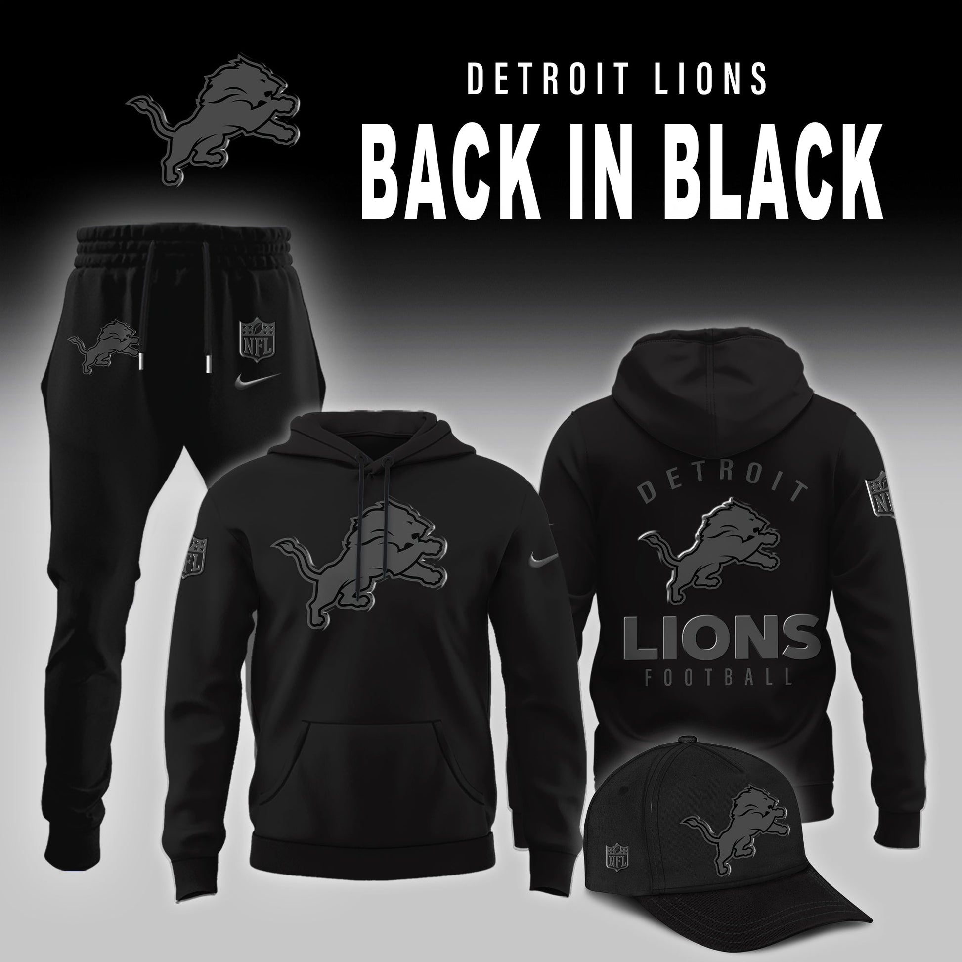 Detroit Lions 2025 Back In Black Limited Edition Combo Hoodie