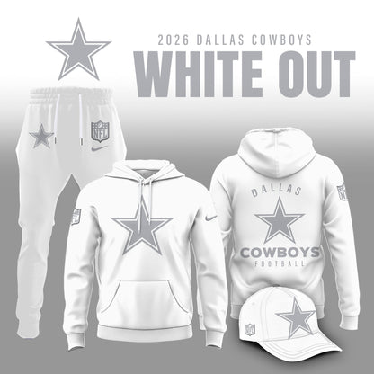 Dallas Cowboys 2025 Winter White Out Combo Hoodie