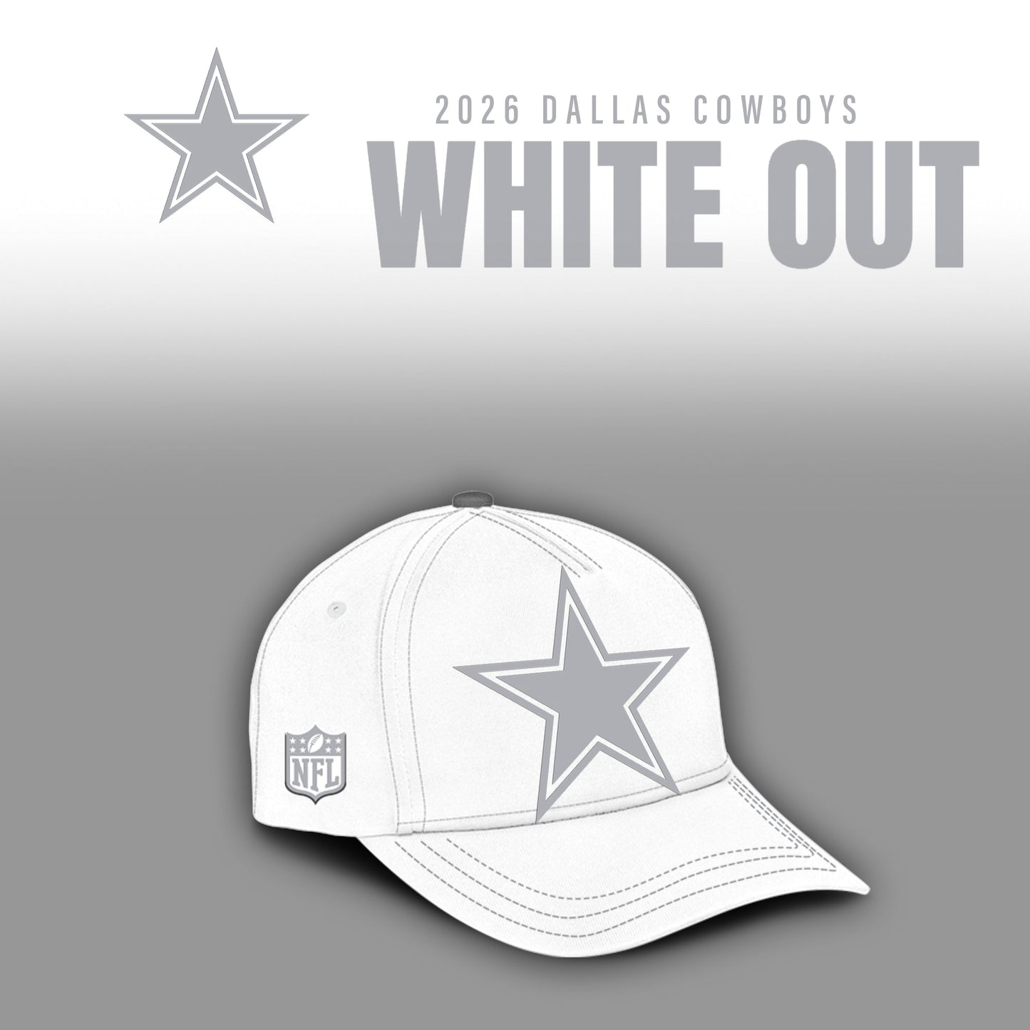 Dallas Cowboys 2025 Winter White Out Combo Hoodie
