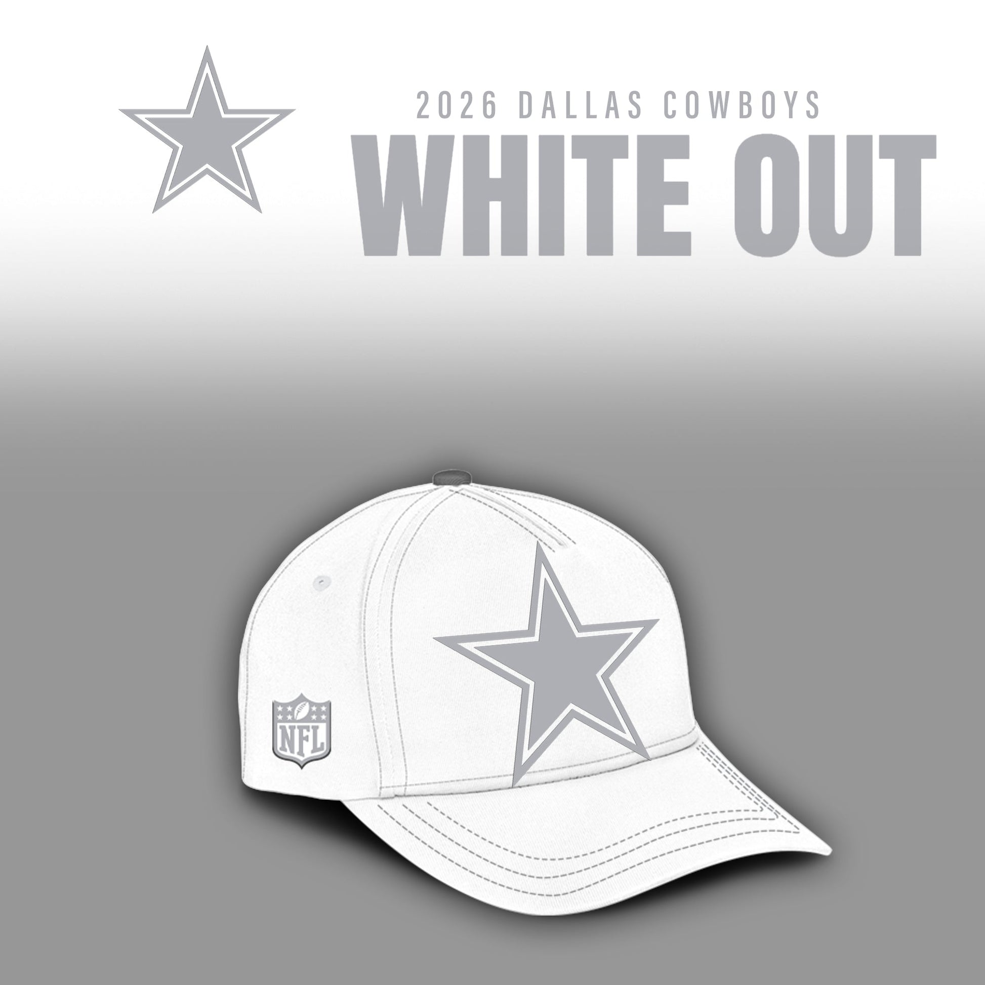 Dallas Cowboys 2025 Winter White Out Combo Hoodie