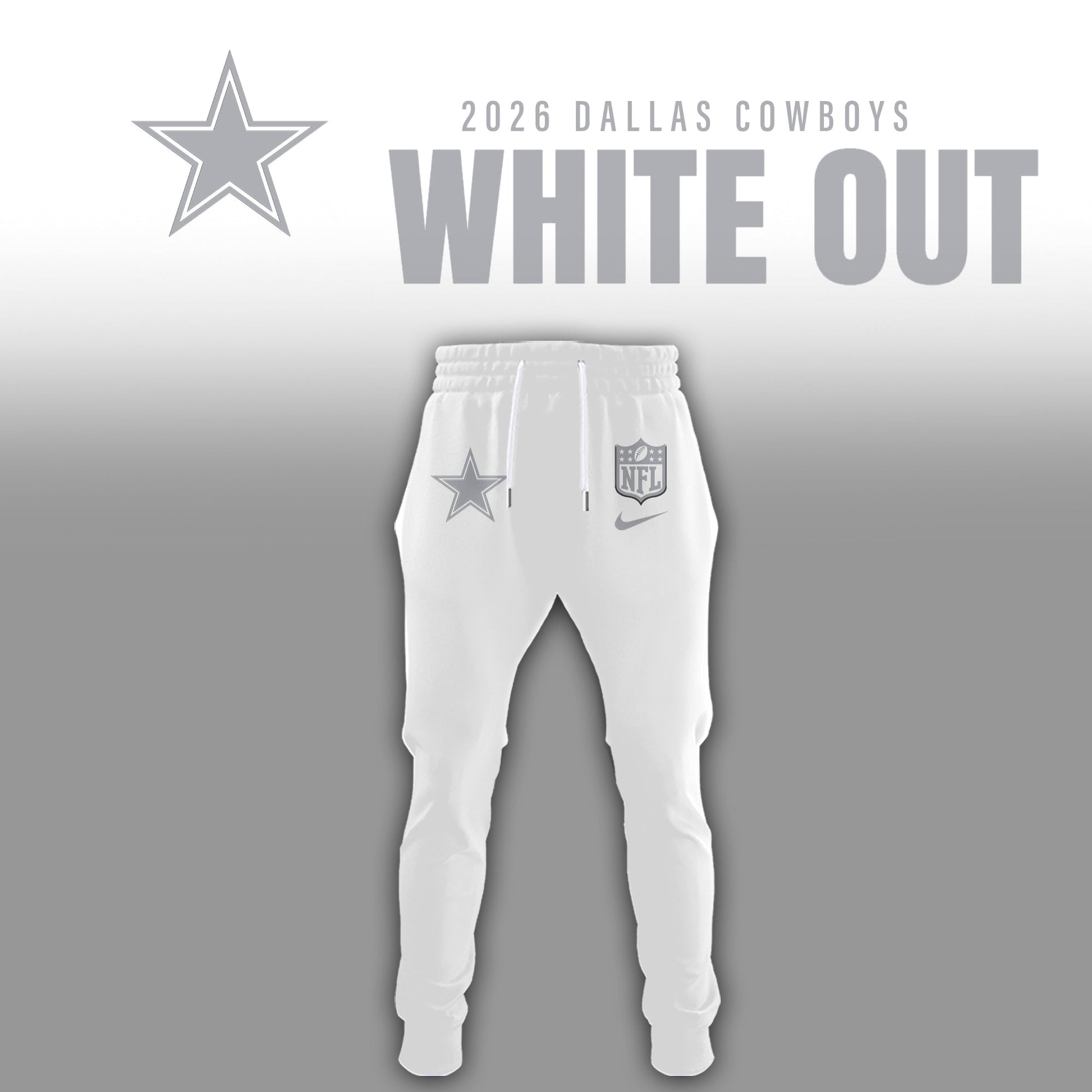 Dallas Cowboys 2025 Winter White Out Combo Hoodie