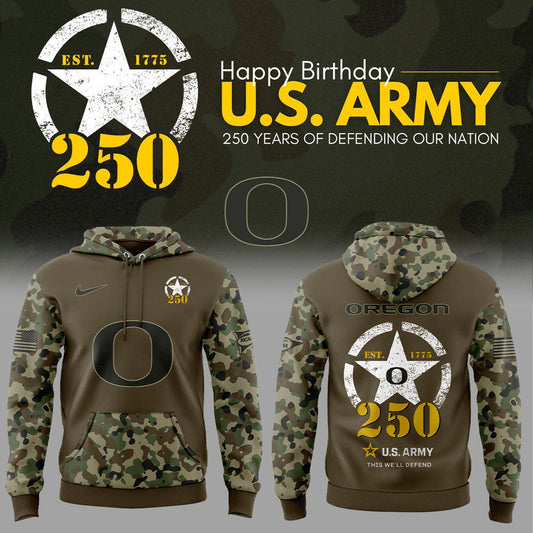 Limited Edition Oregon Football U.S. Army"™s 250th Celebration Hoodie