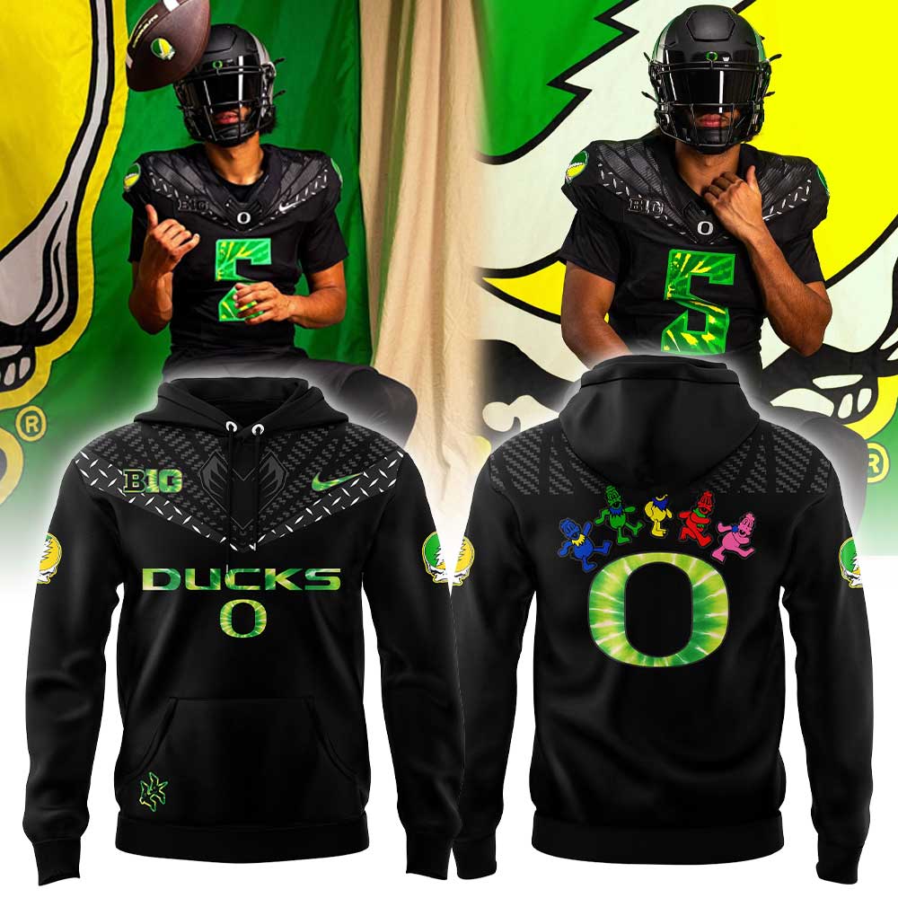 Oregon Ducks Football 2025 Grateful Ducks Tie-Dye Hoodie
