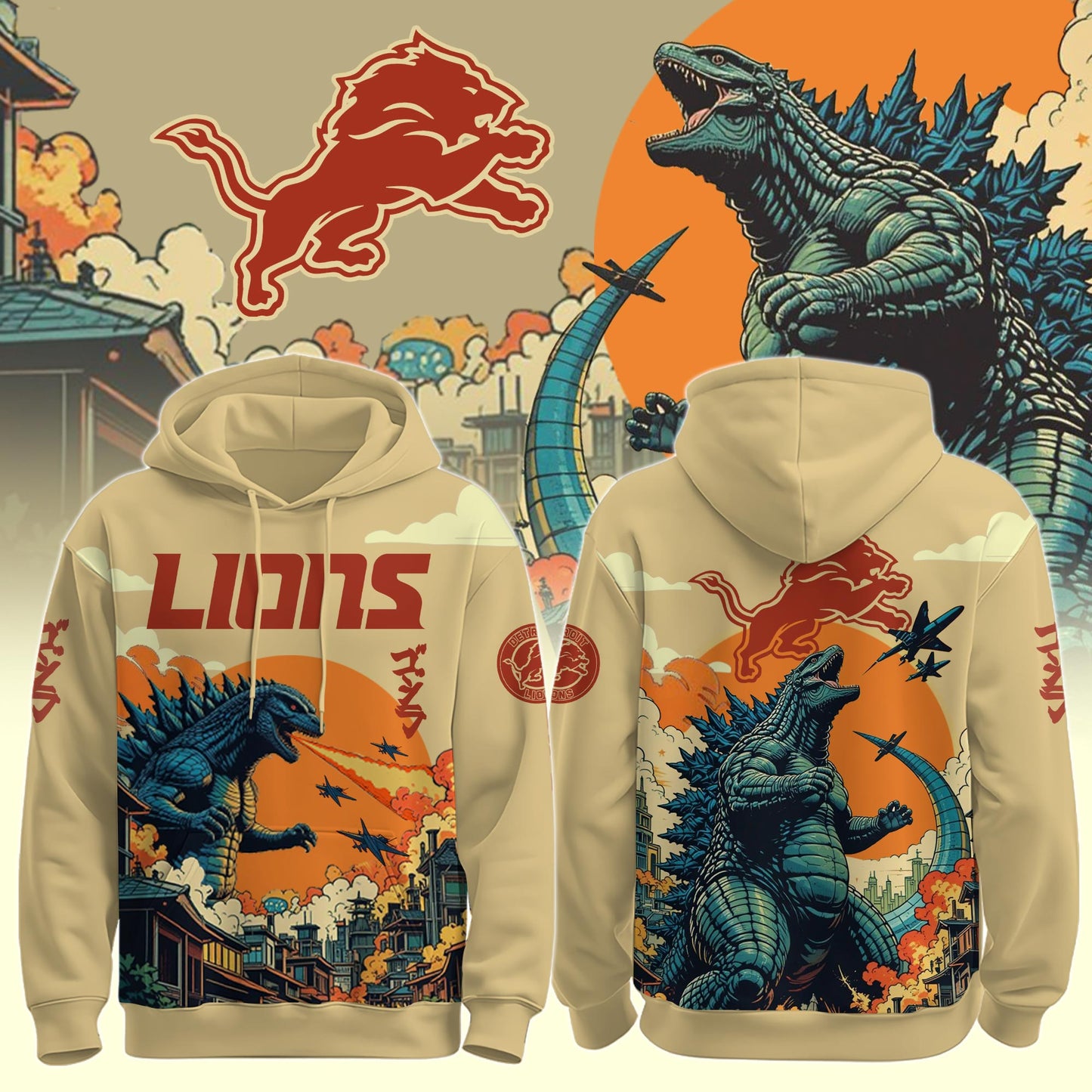 DET Lions Special Godzilla Limited Edition Hoodie