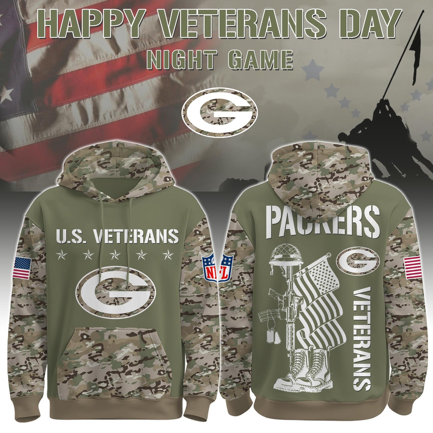 Green Bay Packers - Veteran Day 2025 Hoodie Limited Edions