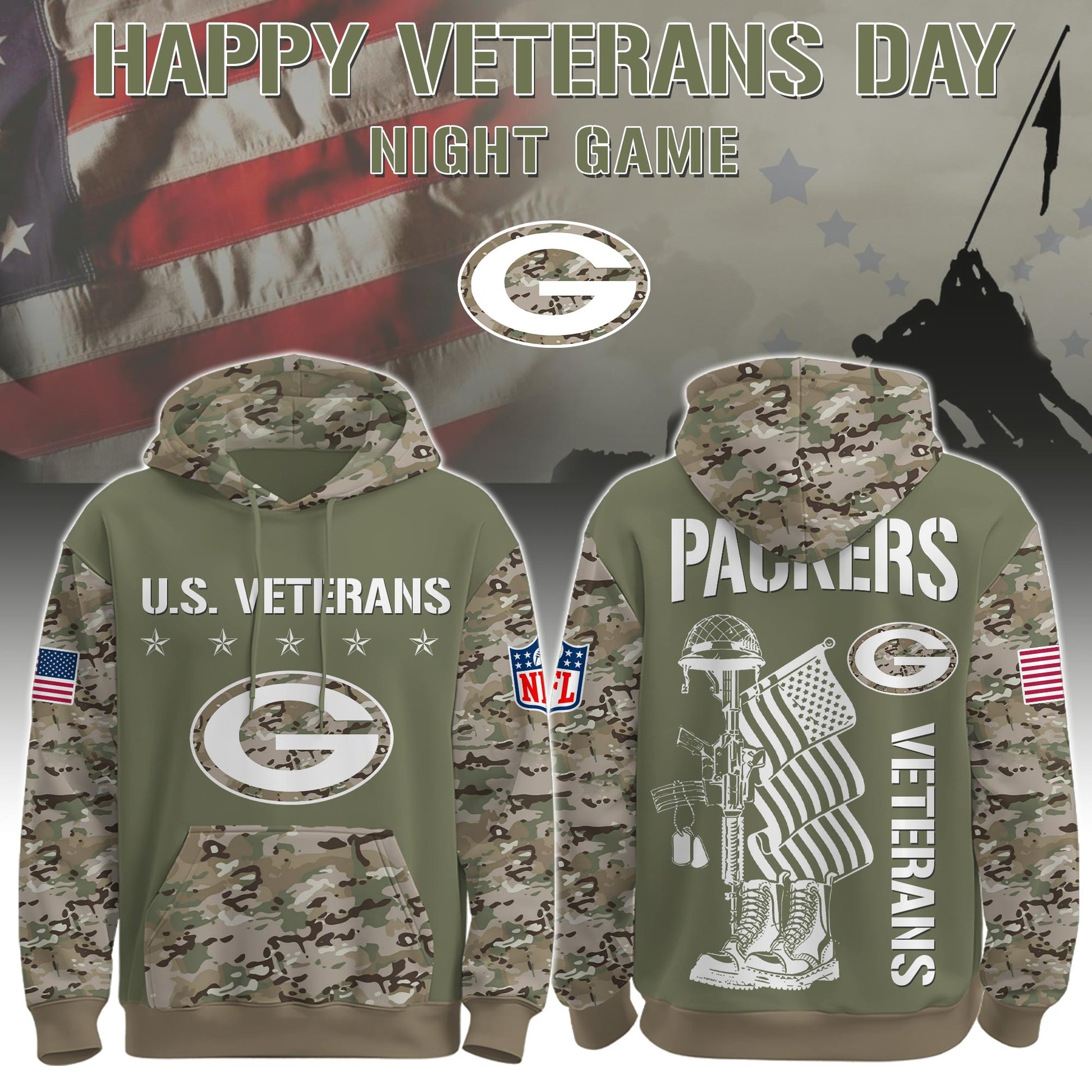 Green Bay Packers - Veteran Day 2025 Hoodie Limited Edions