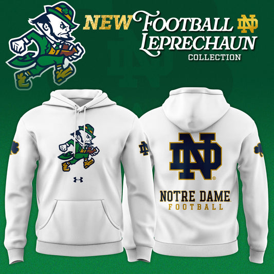 Notre Dame Fighting Irish Football Leprechaun Limited Editions 2025 Hoodie “ White