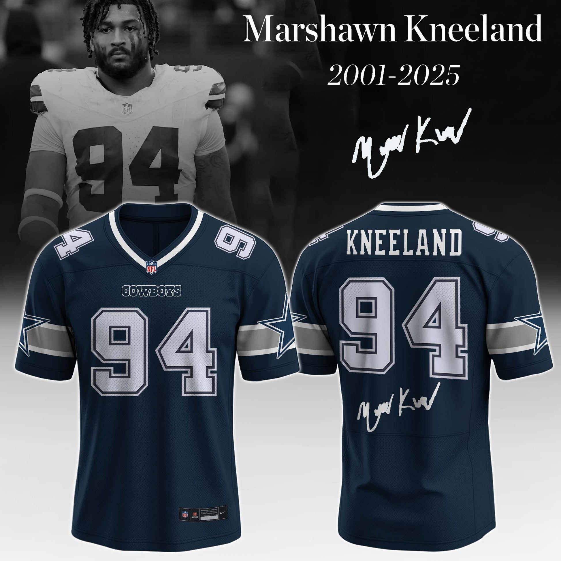 Dallas Cowboys x In Memory of Marshawn Kneeland Limited Edition White Football Jersey (Copy)