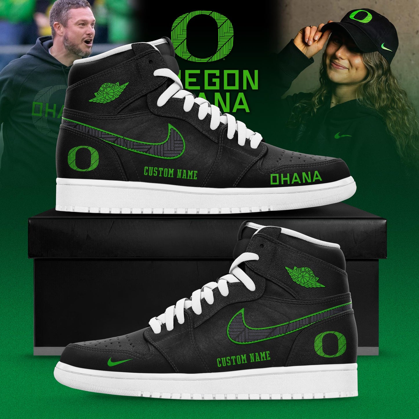 Oregon Ducks Ohana 2025 Custom AJ1 Sneakers