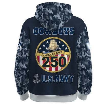 Dallas Cowboys Navy 250th Birthday Hoodie Limited Edions