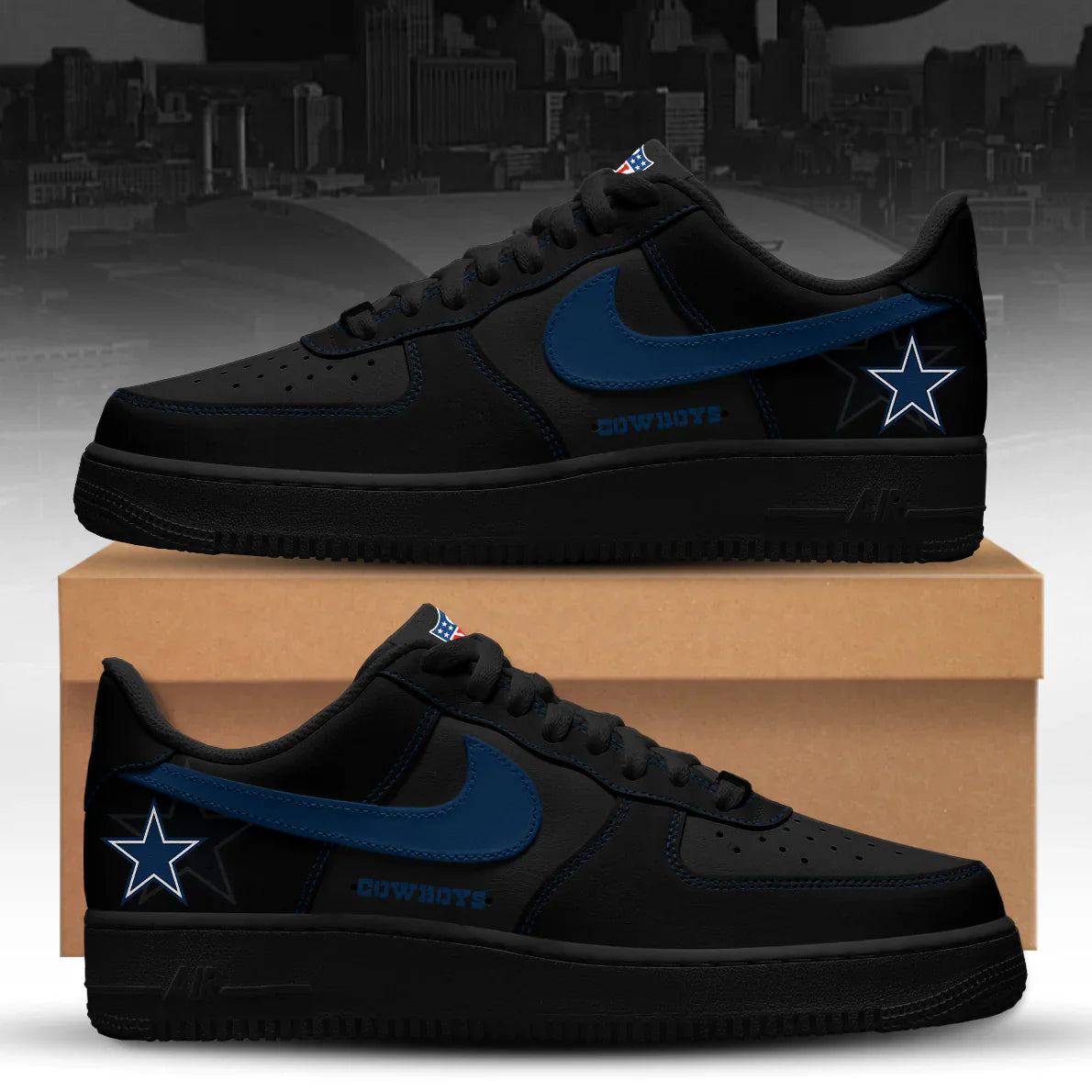 Dallas Cowboys Back In Black Special Edition AF1 Sneakers
