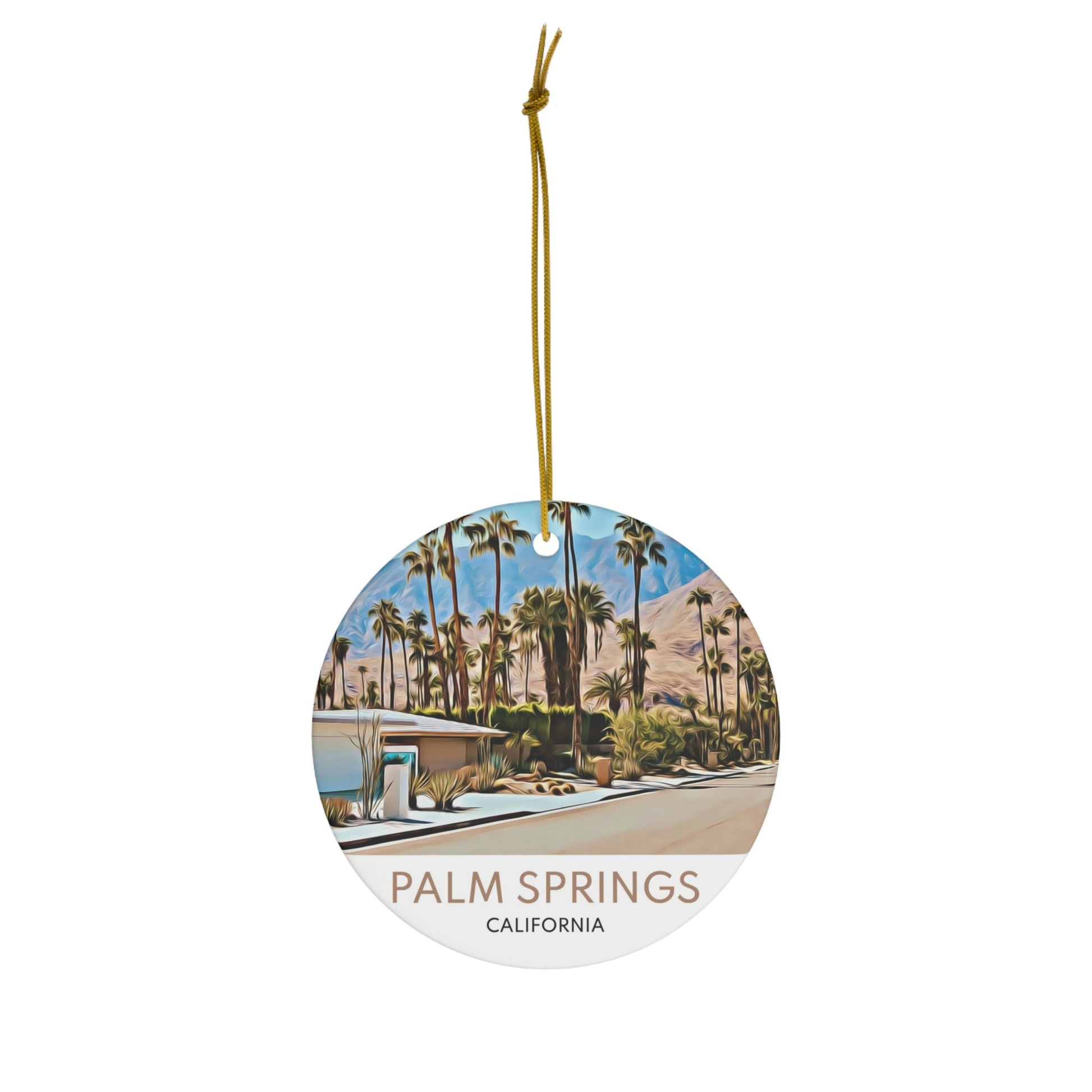 Palm Springs Travel Ornament, Desert Vacation Souvenir, Holiday Decor