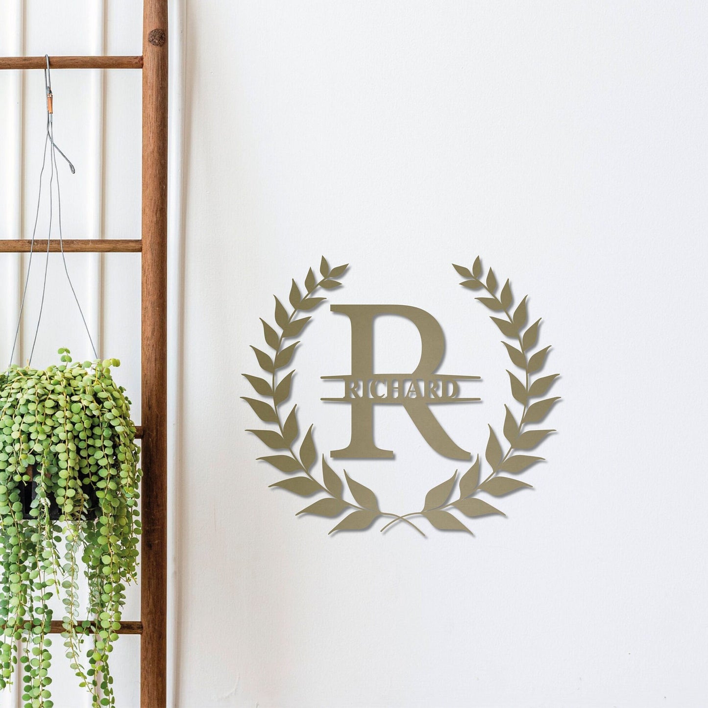 Personalized Leafy Metal Name Sign, Custom Monogram Sign, Metal Wall Art, Letter Door Sign, Metal Initial Wall Decor Gift, Monogram Hanger