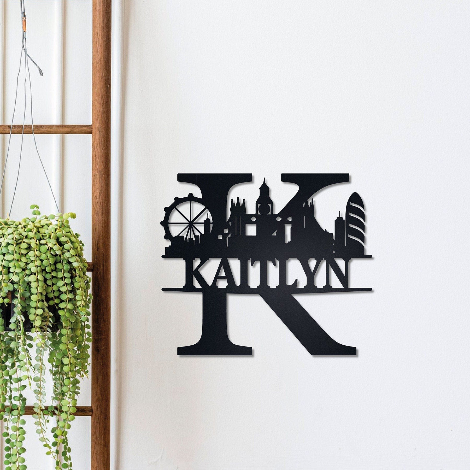 London Silhouette Personalized Name Sign , Metal Monogram Sign, London Wall Art, Housewarming Sign Gift, London Skyline Wall Decor