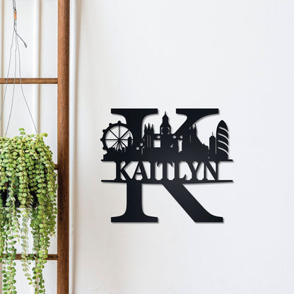 London Silhouette Personalized Name Sign , Metal Monogram Sign, London Wall Art, Housewarming Sign Gift, London Skyline Wall Decor