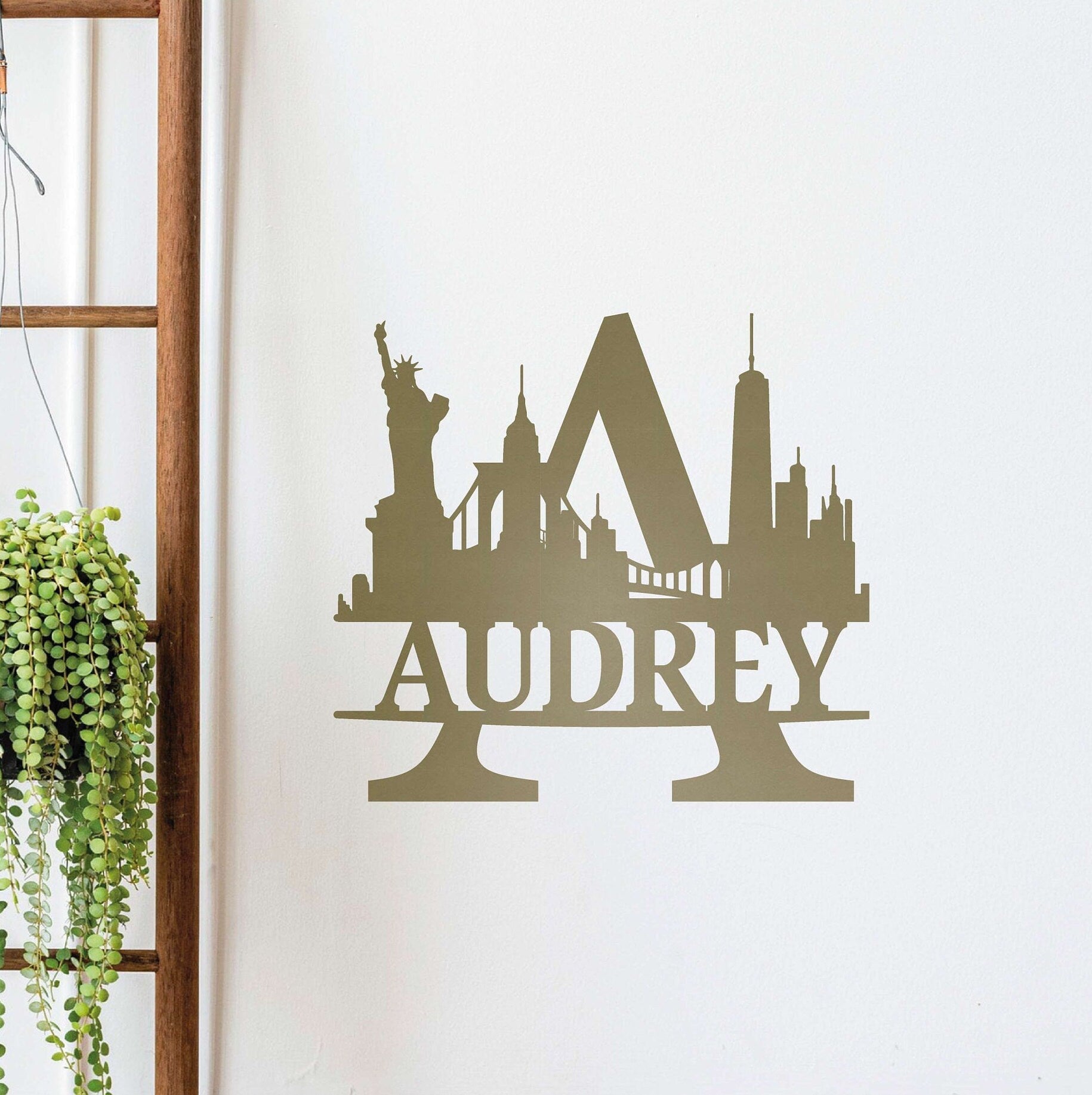 Personalized Name Sign with New York Silhouette, Metal Monogram Sign, Metal Wall Art, Housewarming Sign Gift, New York Skyline Wall Decor