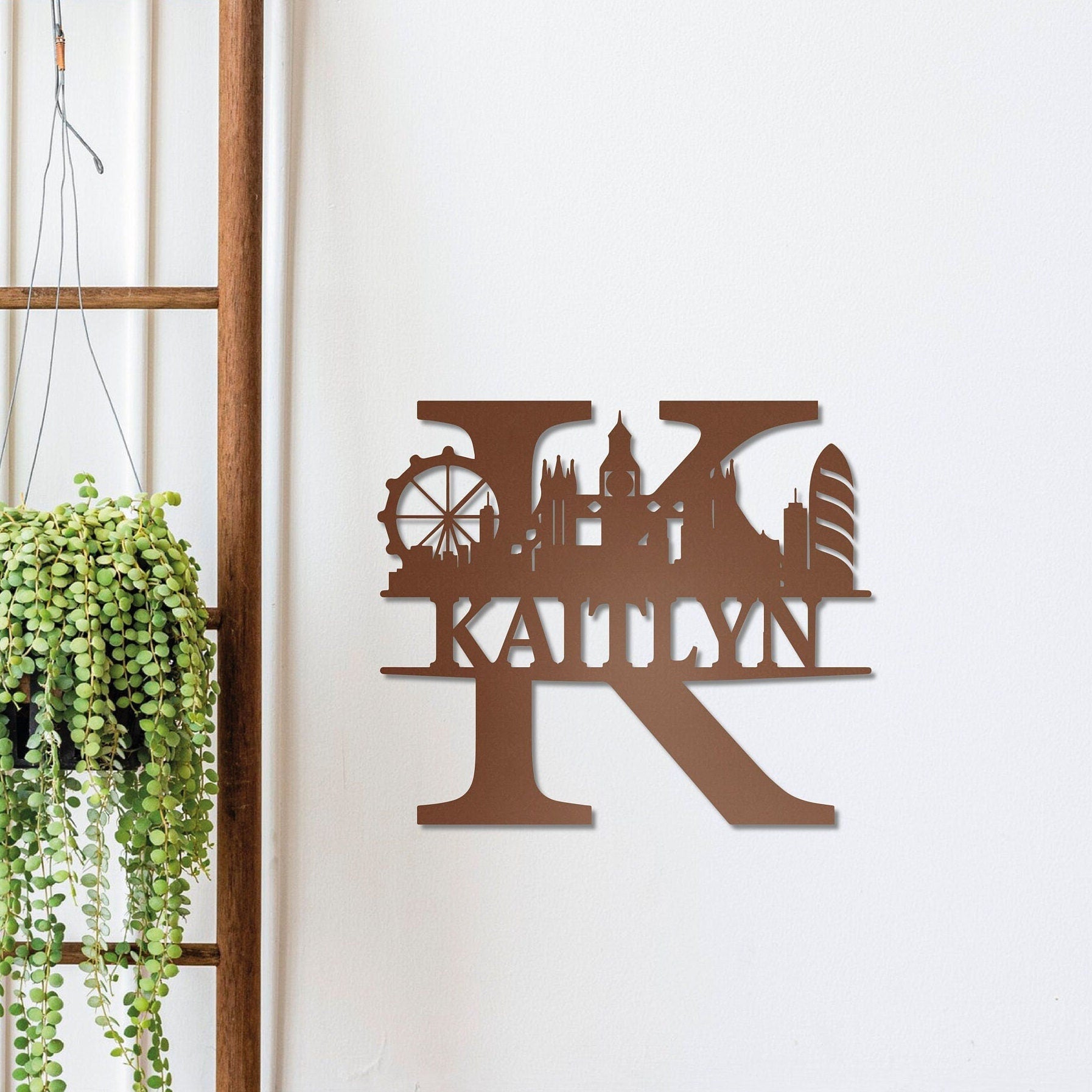 London Silhouette Personalized Name Sign , Metal Monogram Sign, London Wall Art, Housewarming Sign Gift, London Skyline Wall Decor