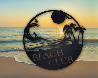 Custom Metal Beach Decor,  Lake House Metal Sign, Summer Beach House Sign, Personalized Nautical Metal Art, Sunset Beach Wall Decor