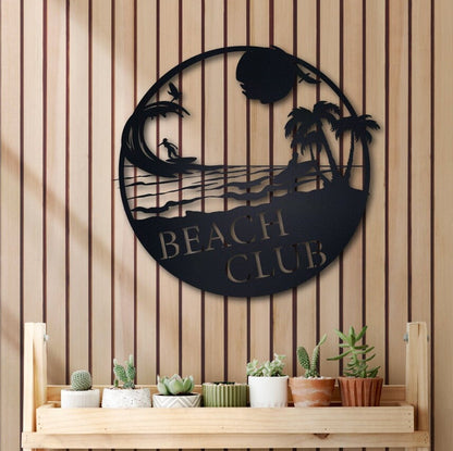 Custom Metal Beach Decor,  Lake House Metal Sign, Summer Beach House Sign, Personalized Nautical Metal Art, Sunset Beach Wall Decor