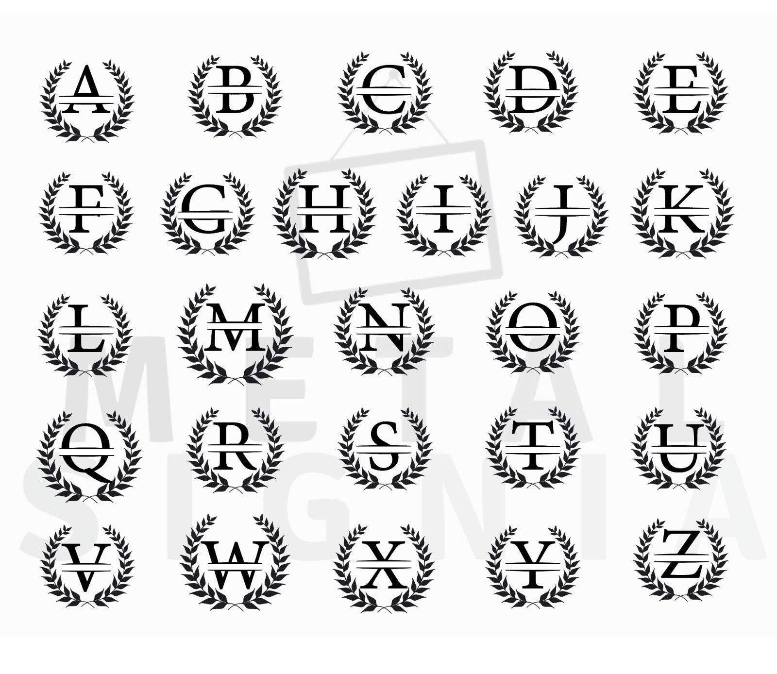 Personalized Leafy Metal Name Sign, Custom Monogram Sign, Metal Wall Art, Letter Door Sign, Metal Initial Wall Decor Gift, Monogram Hanger