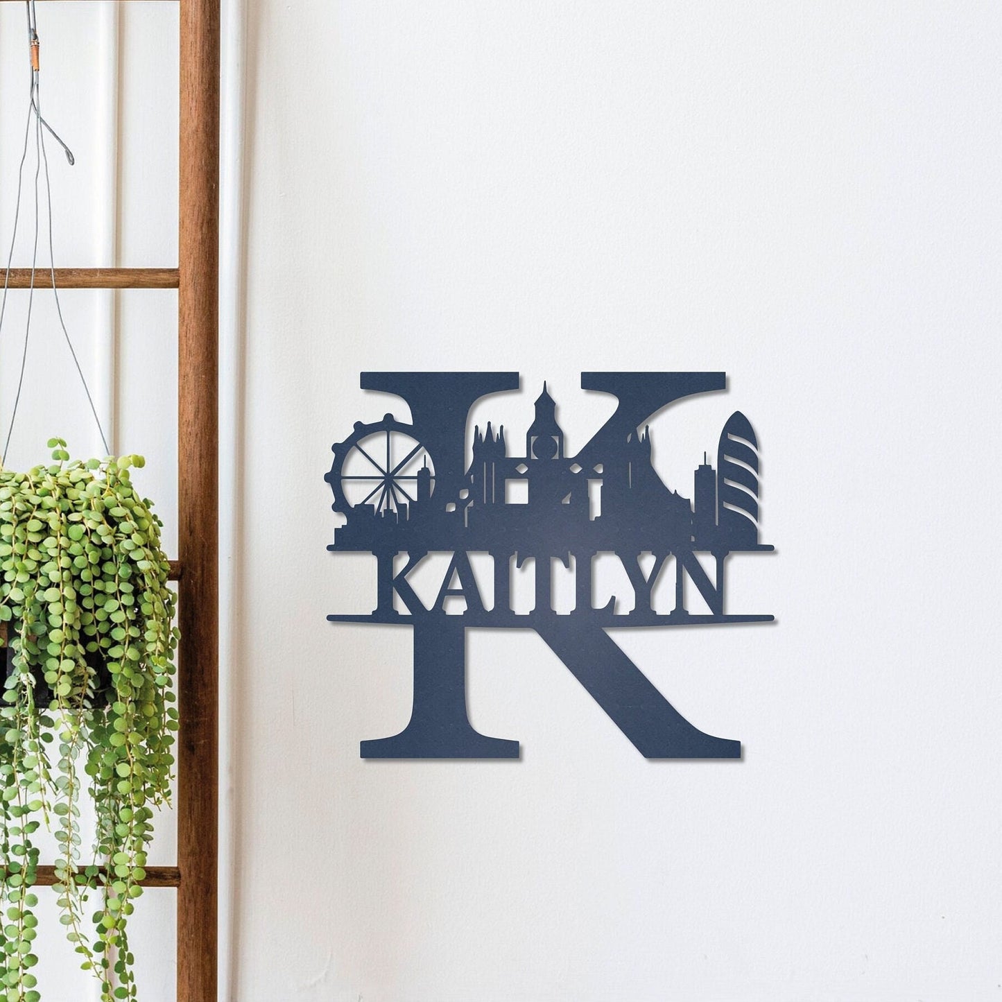London Silhouette Personalized Name Sign , Metal Monogram Sign, London Wall Art, Housewarming Sign Gift, London Skyline Wall Decor