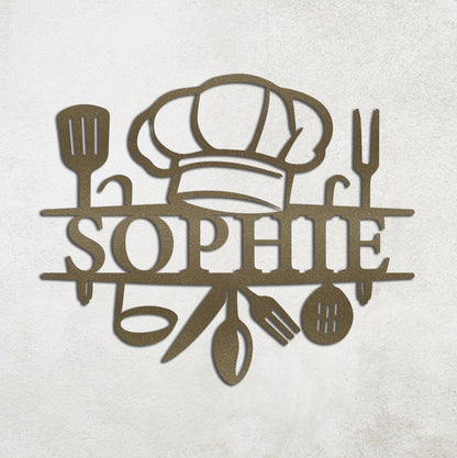 Custom Metal Kitchen Wall Sign, Custom Metal Kitchen Decor, Metal Chef Sign, Personalized Kitchen Wall Art, Kitchen Housewarming Gift