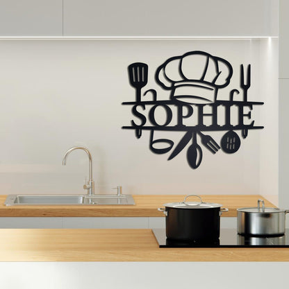 Custom Metal Kitchen Wall Sign, Custom Metal Kitchen Decor, Metal Chef Sign, Personalized Kitchen Wall Art, Kitchen Housewarming Gift