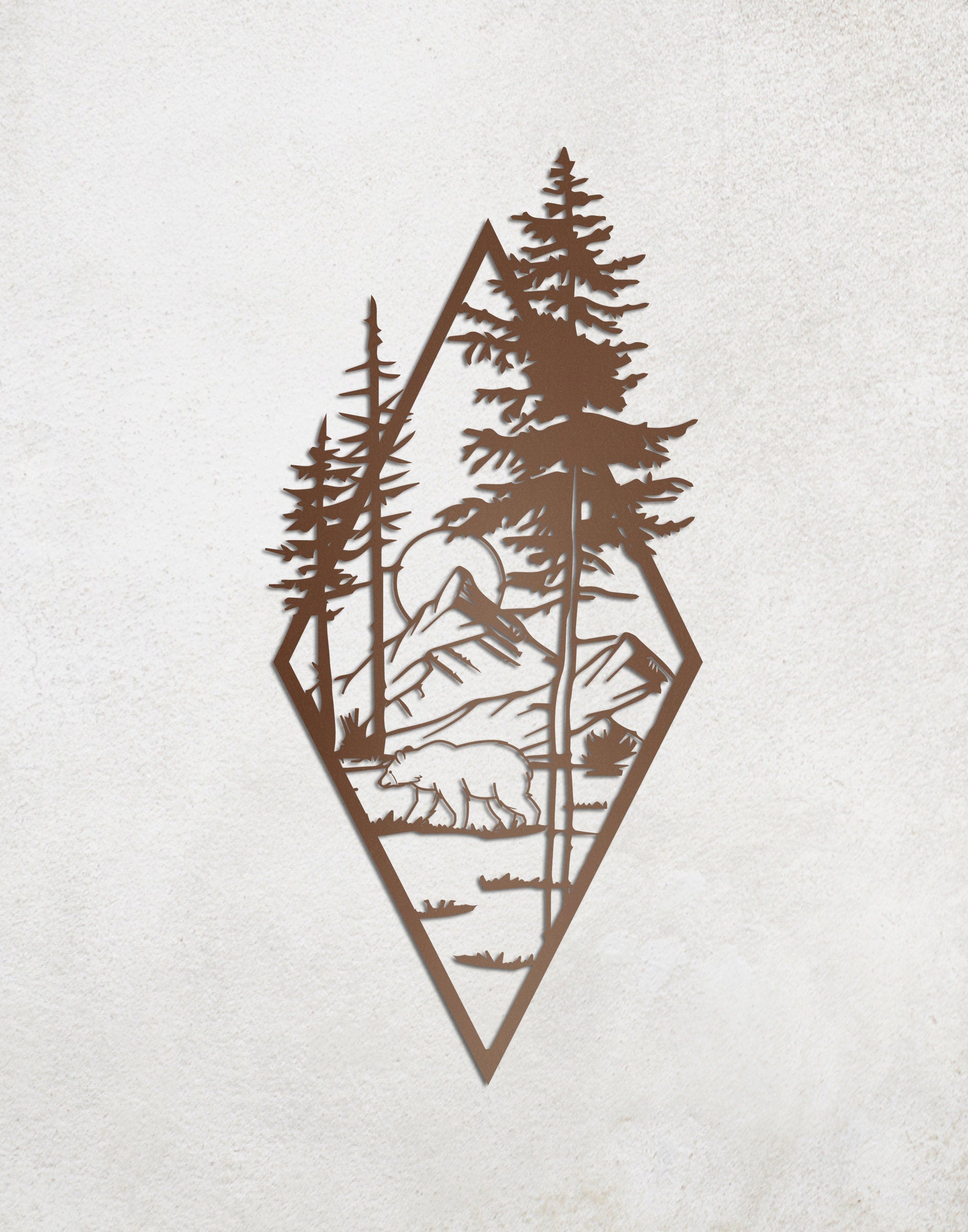 Mountain Metal Wall Art, Nature Metal Wall Decor, Custom Metal Wall Arts, Bear Metal Wall Decor, Tree Metal Wall Art, Nature View Wall Decor