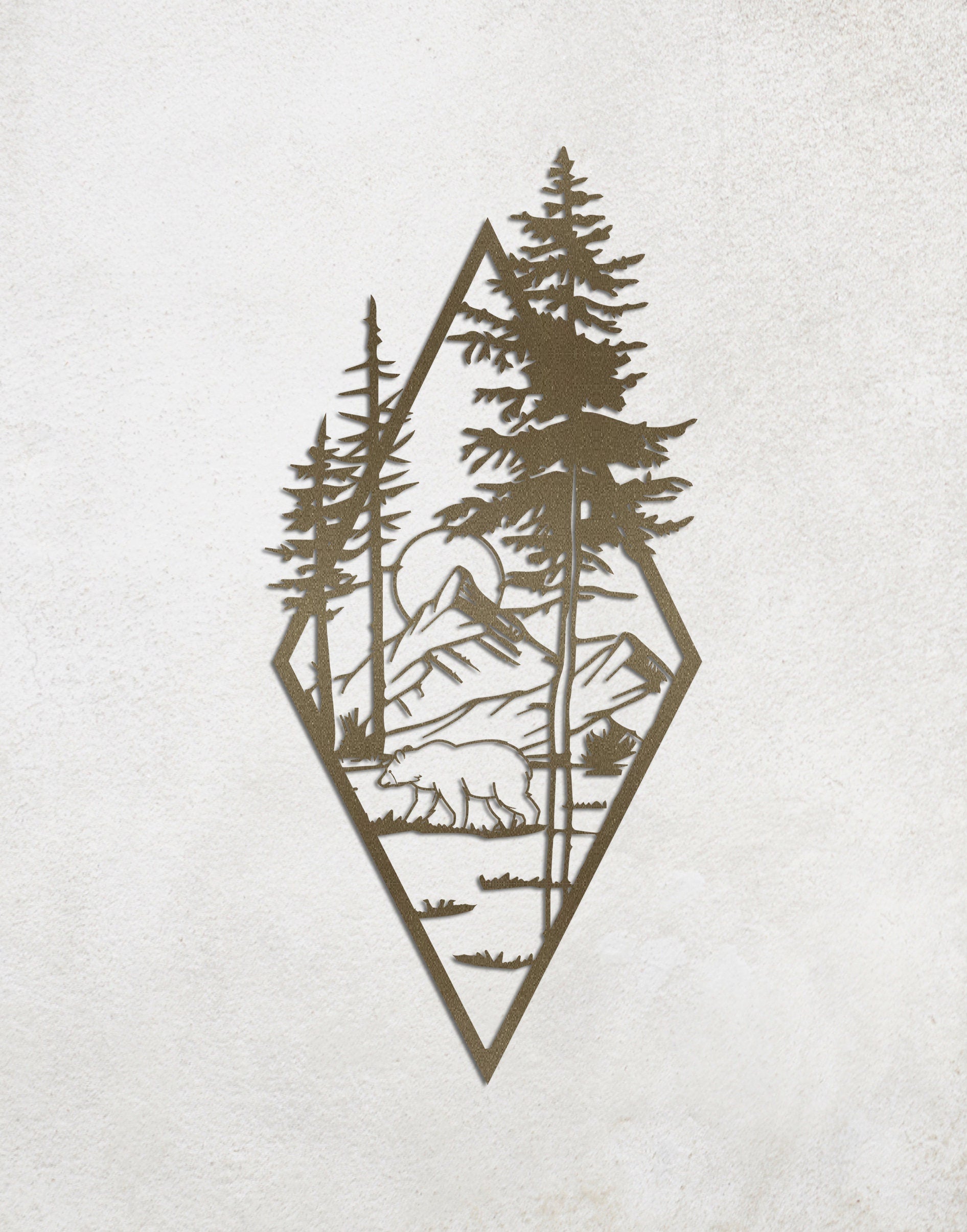 Mountain Metal Wall Art, Nature Metal Wall Decor, Custom Metal Wall Arts, Bear Metal Wall Decor, Tree Metal Wall Art, Nature View Wall Decor