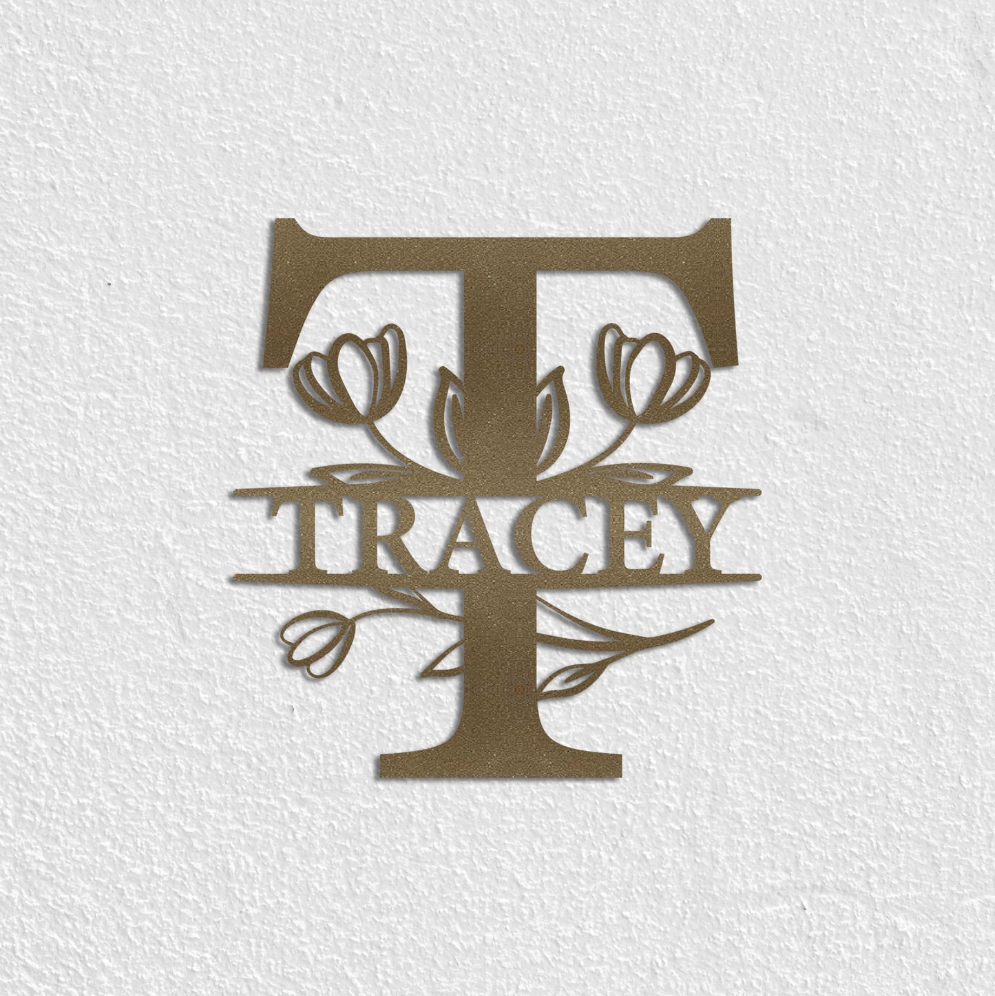 Tulip Custom Metal Name Sign, Personalized Metal Wall Art, Custom Monogram Family Name Sign, Metal Initial Wall Decor, Custom Floral Sign