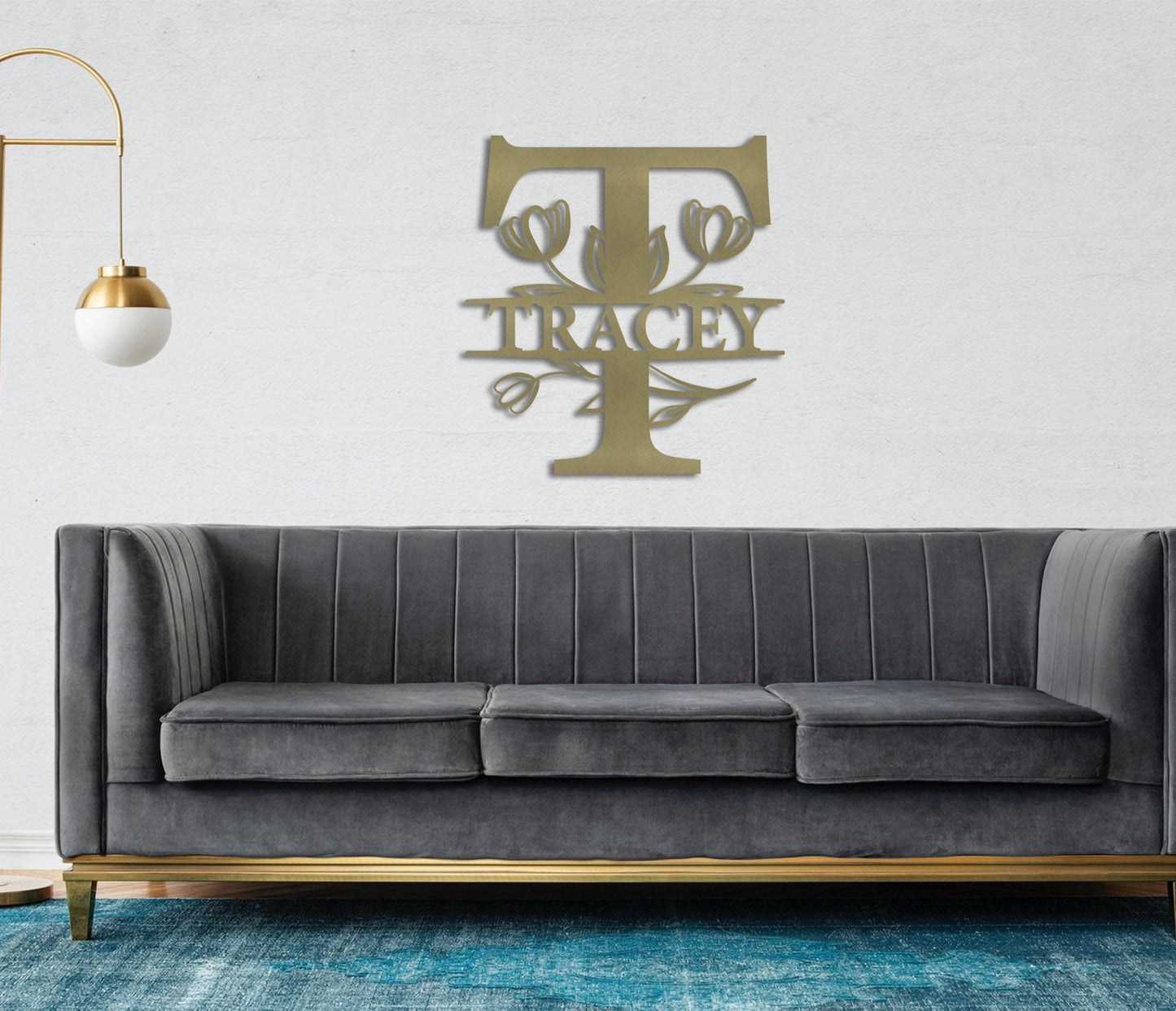 Tulip Custom Metal Name Sign, Personalized Metal Wall Art, Custom Monogram Family Name Sign, Metal Initial Wall Decor, Custom Floral Sign