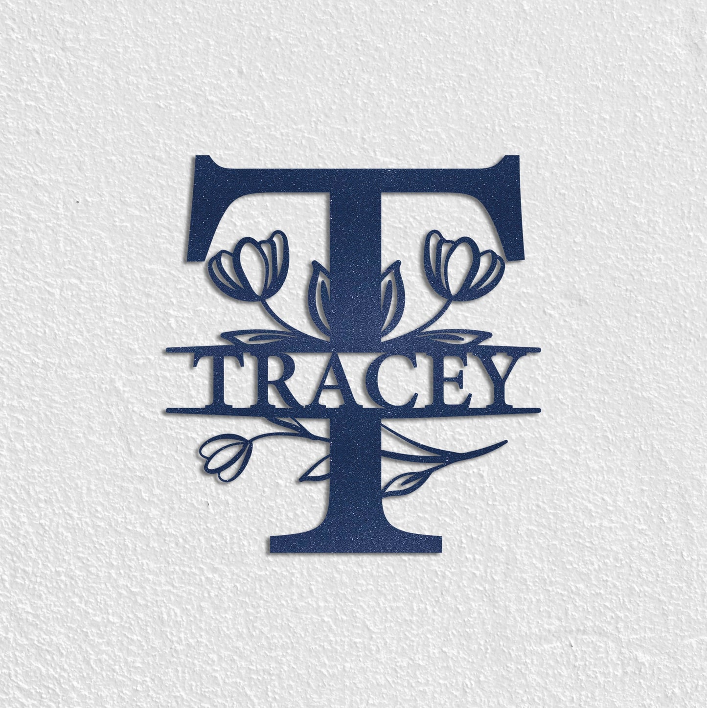 Tulip Custom Metal Name Sign, Personalized Metal Wall Art, Custom Monogram Family Name Sign, Metal Initial Wall Decor, Custom Floral Sign